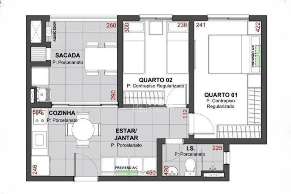 Foto 2 de Apartamento com 2 quartos à venda, 61m2 em Cidade Industrial, Curitiba - PR