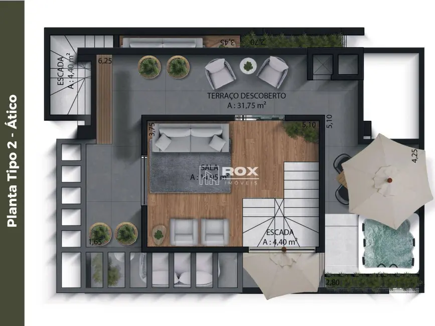 Foto 8 de Sobrado com 3 quartos à venda, 168m2 em Portão, Curitiba - PR