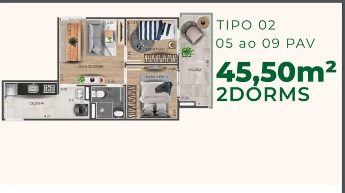 Foto 2 de Apartamento com 2 quartos à venda, 46m2 em Vila Matilde, São Paulo - SP