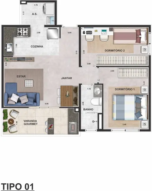 Apartamento com 2 quartos à venda, 44m2 em Cipava, Osasco - SP - imagem 2 Foto 2 de Apartamento com 2 quartos à venda, 44m2 em Cipava, Osasco - SP