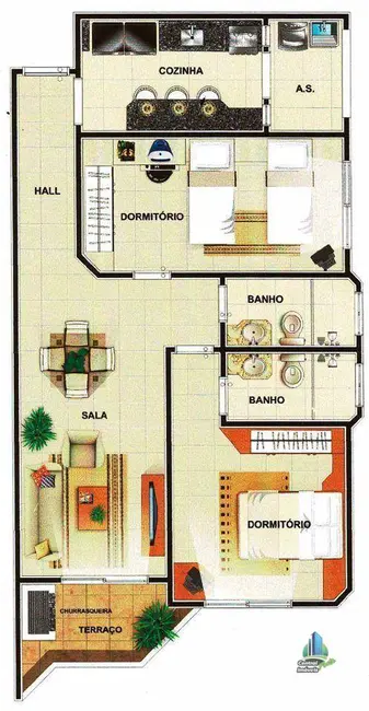 Foto 3 de Apartamento com 2 quartos à venda, 88m2 em Aviação, Praia Grande - SP