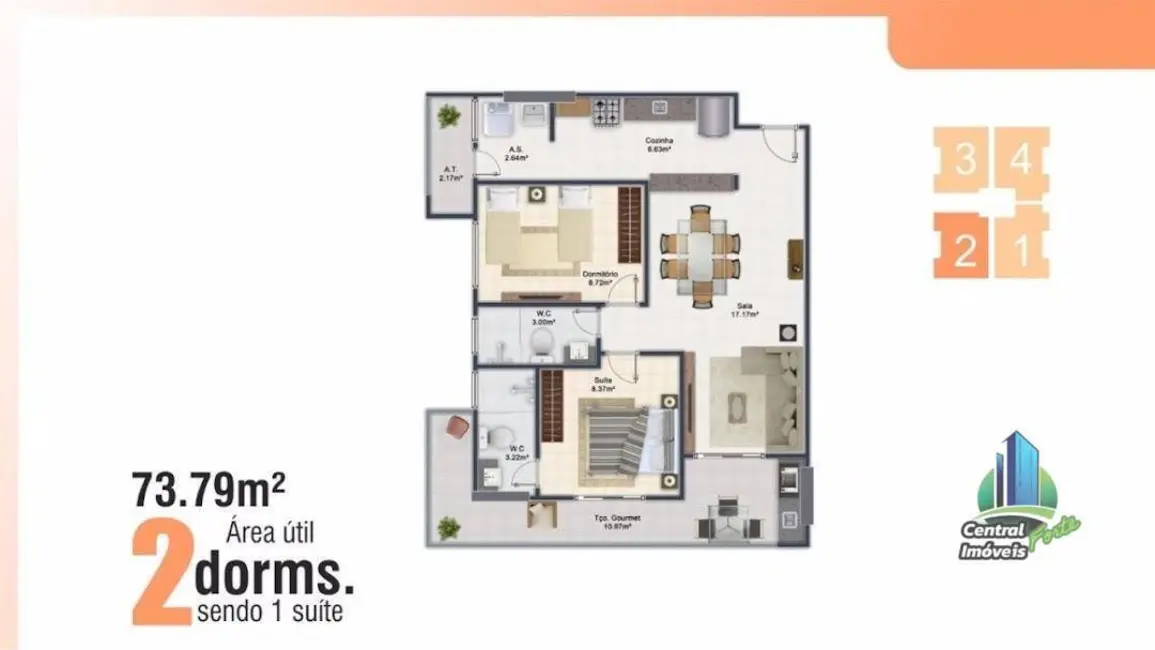 Apartamento com 2 quartos à venda, 73m2 em Praia Grande - SP - imagem 9 Foto 9 de Apartamento com 2 quartos à venda, 73m2 em Praia Grande - SP