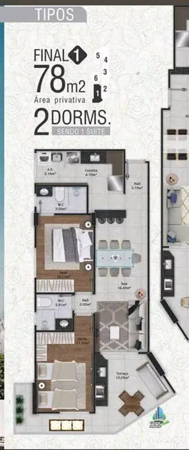 Foto 2 de Apartamento com 2 quartos à venda, 79m2 em Mirim, Praia Grande - SP