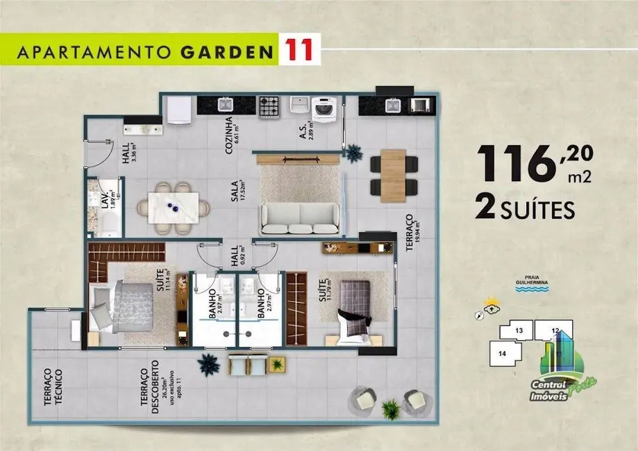 Foto 8 de Apartamento com 2 quartos à venda, 116m2 em Praia Grande - SP