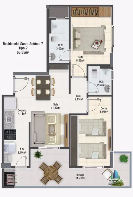 Foto 5 de Apartamento com 2 quartos à venda, 63m2 em Mirim, Praia Grande - SP