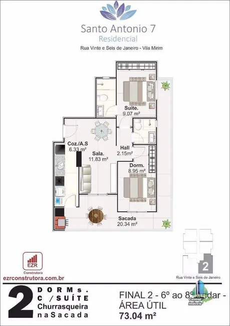 Foto 8 de Apartamento com 2 quartos à venda, 63m2 em Mirim, Praia Grande - SP