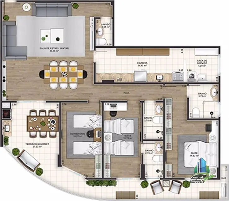 Foto 5 de Apartamento com 3 quartos à venda, 160m2 em Canto do Forte, Praia Grande - SP