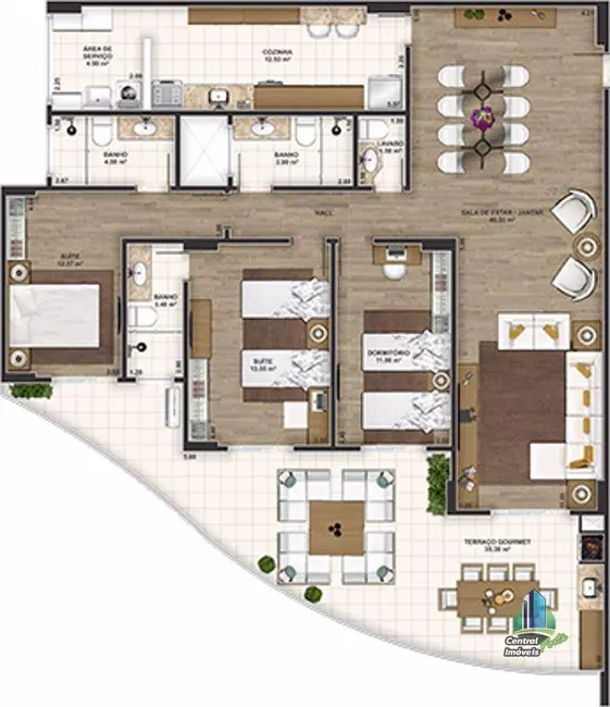 Foto 4 de Apartamento com 3 quartos à venda, 160m2 em Canto do Forte, Praia Grande - SP