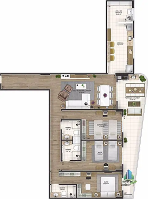 Foto 3 de Apartamento com 3 quartos à venda, 160m2 em Canto do Forte, Praia Grande - SP