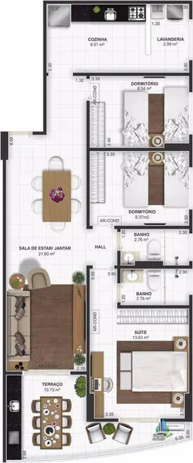 Foto 2 de Apartamento com 3 quartos à venda, 148m2 em Tupi, Praia Grande - SP