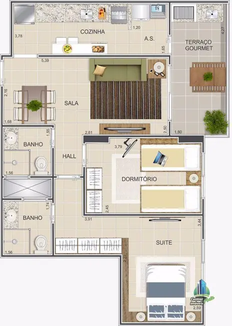 Apartamento com 2 quartos à venda, 69m2 em Praia Grande - SP - imagem 2 Foto 2 de Apartamento com 2 quartos à venda, 69m2 em Praia Grande - SP