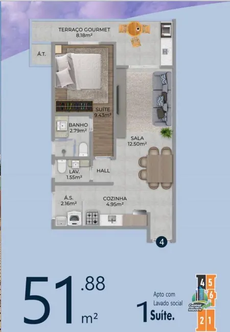 Foto 9 de Apartamento com 1 quarto à venda, 51m2 em Praia Grande - SP