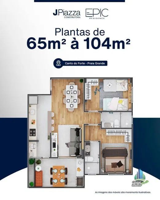 Apartamento com 2 quartos à venda, 72m2 em Canto do Forte, Praia Grande - SP - imagem 4 Foto 4 de Apartamento com 2 quartos à venda, 72m2 em Canto do Forte, Praia Grande - SP
