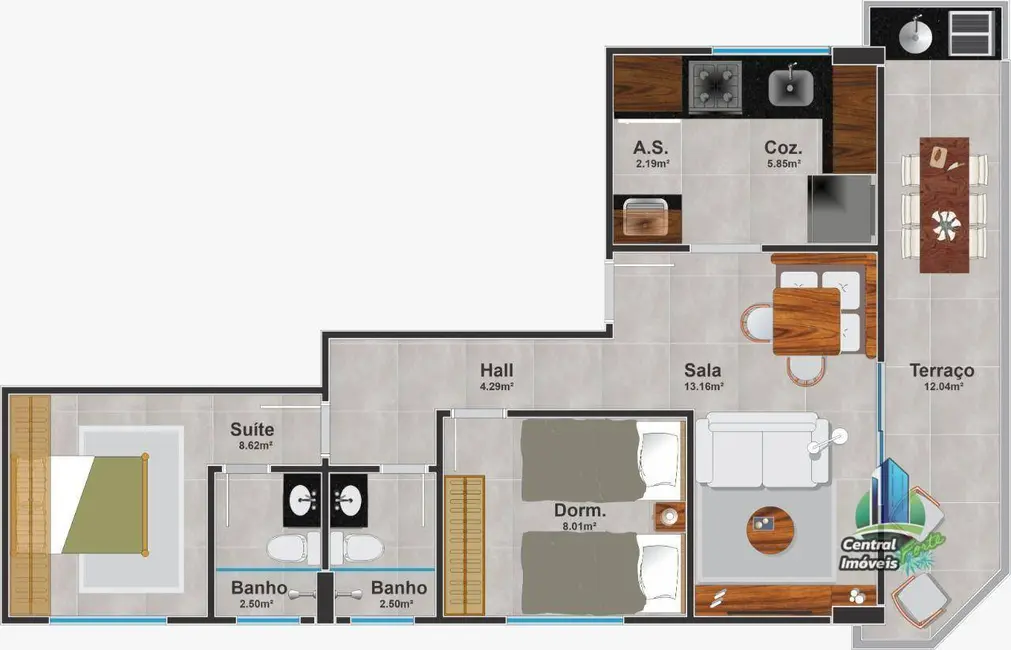 Foto 6 de Apartamento com 2 quartos à venda, 100m2 em Canto do Forte, Praia Grande - SP