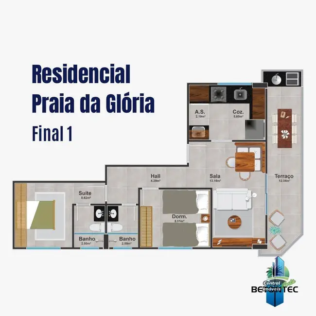 Foto 3 de Apartamento com 2 quartos à venda, 100m2 em Canto do Forte, Praia Grande - SP