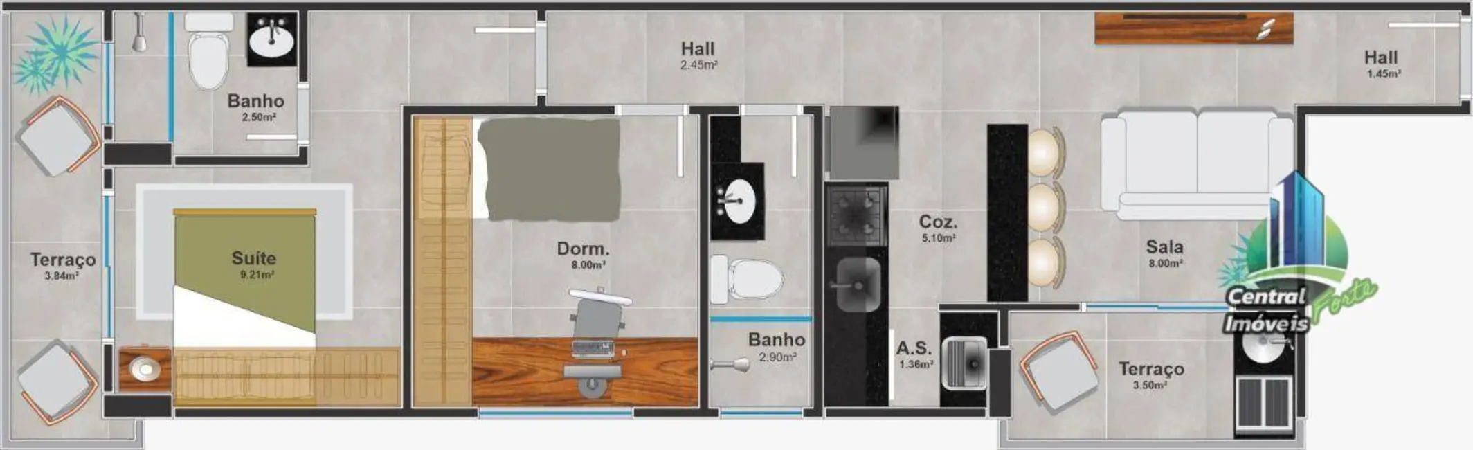 Foto 7 de Apartamento com 2 quartos à venda, 100m2 em Canto do Forte, Praia Grande - SP