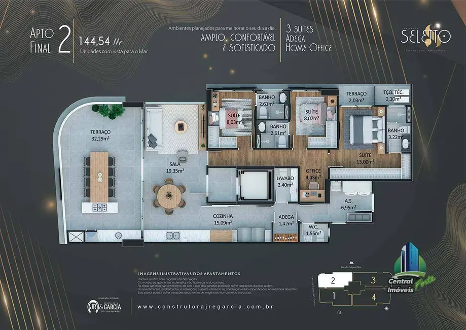 Foto 8 de Apartamento com 3 quartos à venda, 151m2 em Canto do Forte, Praia Grande - SP