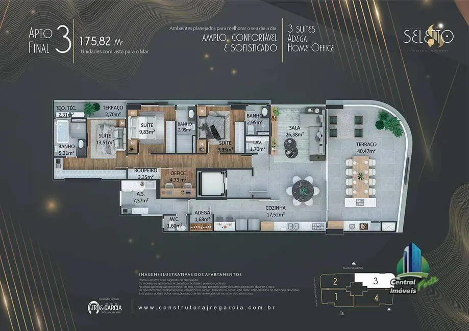 Foto 9 de Apartamento com 3 quartos à venda, 151m2 em Canto do Forte, Praia Grande - SP