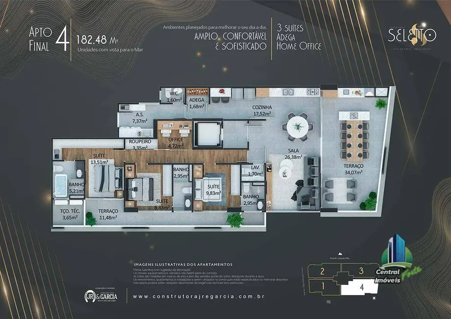 Apartamento com 3 quartos à venda, 175m2 em Canto do Forte, Praia Grande - SP - imagem 9 Foto 9 de Apartamento com 3 quartos à venda, 175m2 em Canto do Forte, Praia Grande - SP