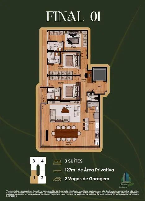 Foto 6 de Apartamento com 3 quartos à venda, 126m2 em Canto do Forte, Praia Grande - SP