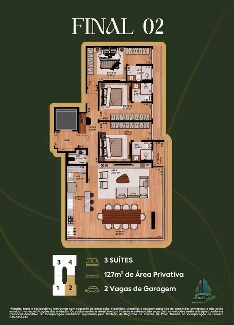 Foto 6 de Apartamento com 3 quartos à venda, 164m2 em Canto do Forte, Praia Grande - SP