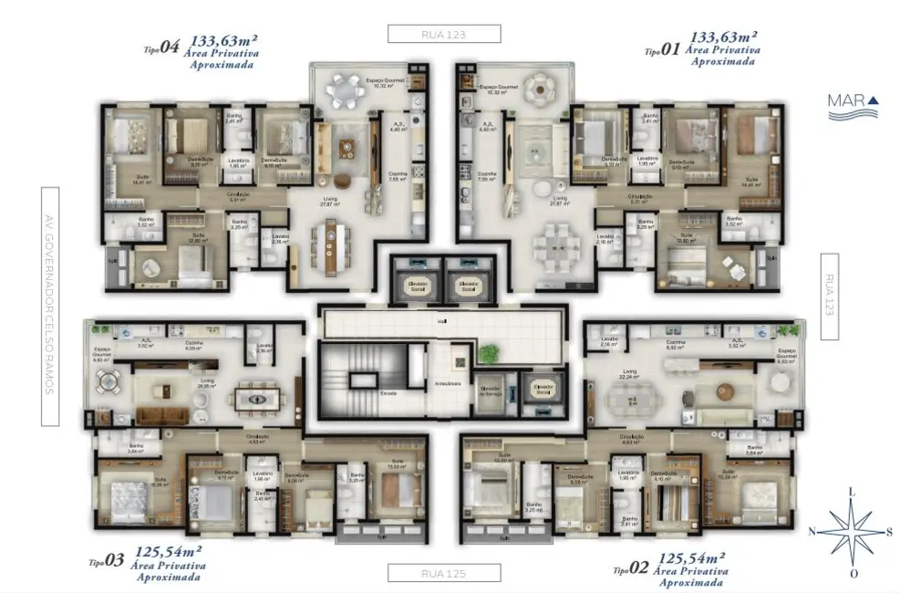 Foto 6 de Apartamento com 4 quartos à venda, 125m2 em Centro, Itapema - SC
