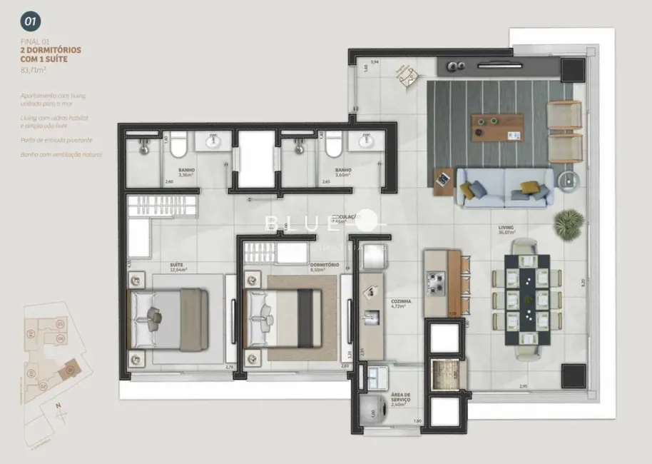 Apartamento com 2 quartos à venda, 83m2 em Torres - RS - imagem 9 Foto 9 de Apartamento com 2 quartos à venda, 83m2 em Torres - RS