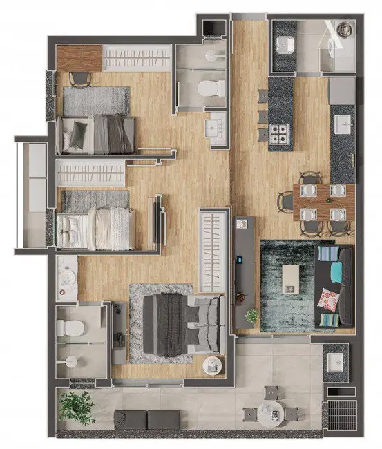 Foto 4 de Apartamento com 3 quartos à venda, 126m2 em Bucarein, Joinville - SC