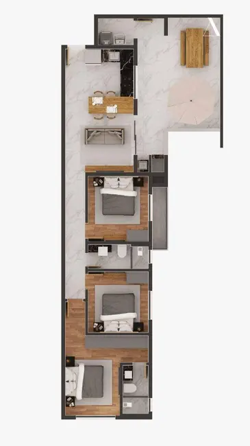 Apartamento com 2 quartos à venda, 58m2 em Bucarein, Joinville - SC - imagem 4 Foto 4 de Apartamento com 2 quartos à venda, 58m2 em Bucarein, Joinville - SC