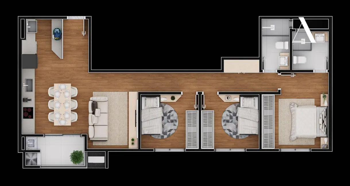 Apartamento com 3 quartos à venda, 9884m2 em Atiradores, Joinville - SC - imagem 5 Foto 5 de Apartamento com 3 quartos à venda, 9884m2 em Atiradores, Joinville - SC