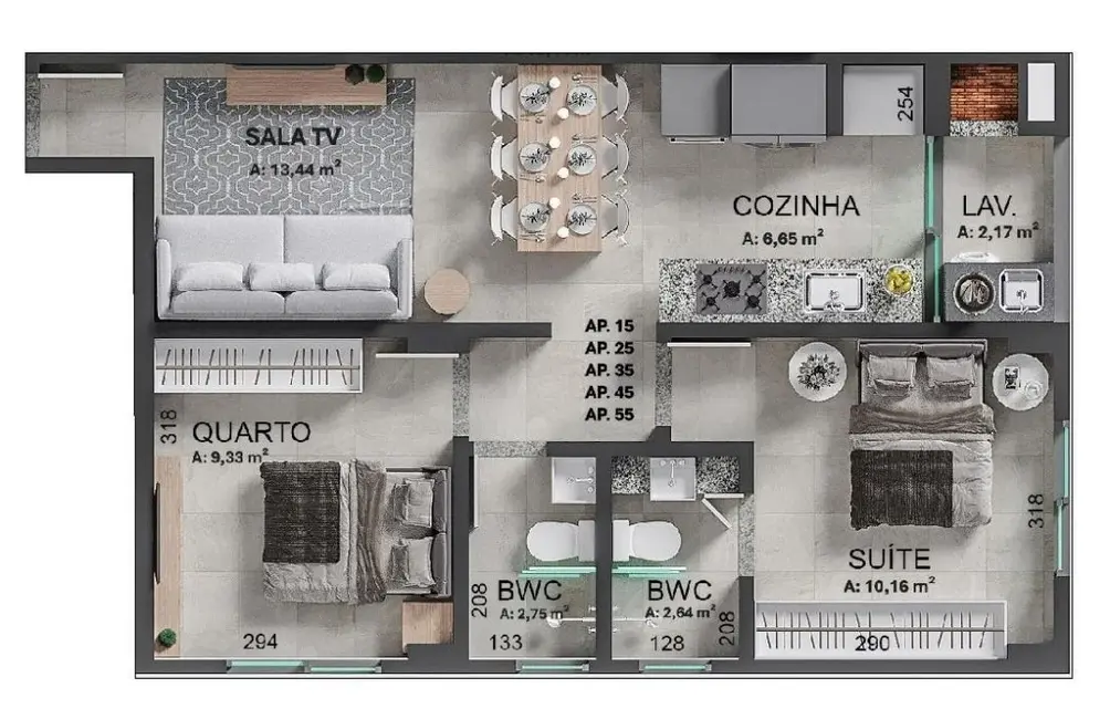 Foto 3 de Apartamento com 2 quartos à venda, 64m2 em Pioneiros Catarinenses, Cascavel - PR