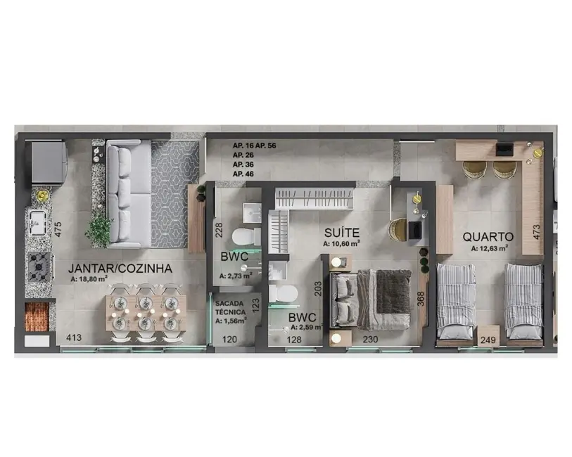 Foto 2 de Apartamento com 2 quartos à venda, 64m2 em Pioneiros Catarinenses, Cascavel - PR