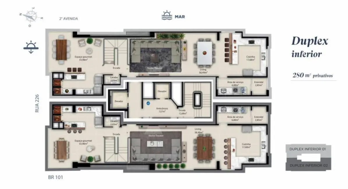 Foto 7 de Apartamento com 4 quartos à venda, 140m2 em Meia Praia, Itapema - SC