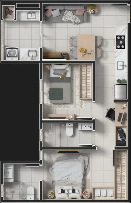 Foto 7 de Apartamento com 1 quarto à venda, 77m2 em Cancelli, Cascavel - PR