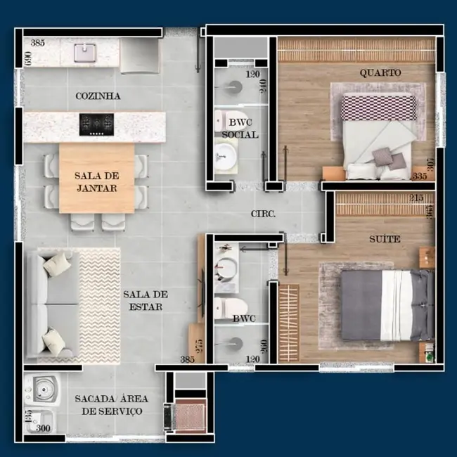 Foto 8 de Apartamento com 2 quartos à venda, 60m2 em Parque São Paulo, Cascavel - PR