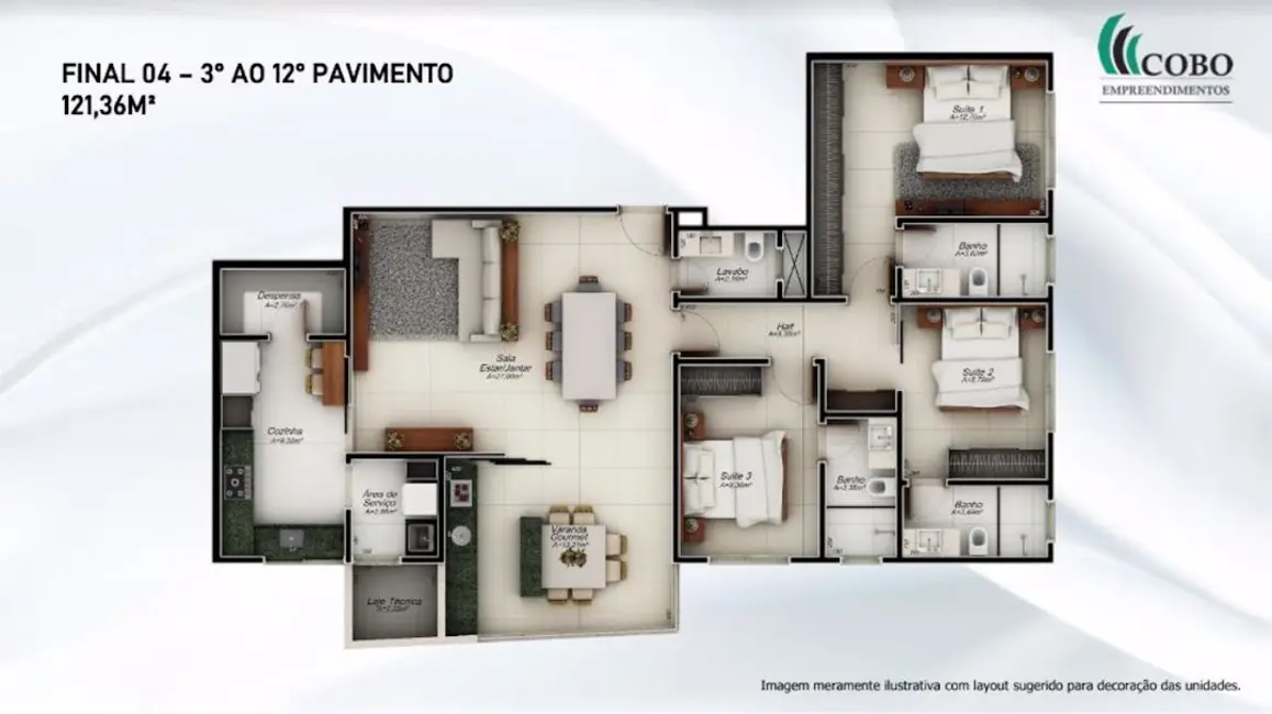 Apartamento com 3 quartos à venda, 116m2 em Martins, Uberlandia - MG - imagem 8 Foto 8 de Apartamento com 3 quartos à venda, 116m2 em Martins, Uberlandia - MG