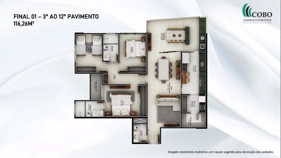 Apartamento com 3 quartos à venda, 116m2 em Martins, Uberlandia - MG - imagem 5 Foto 5 de Apartamento com 3 quartos à venda, 116m2 em Martins, Uberlandia - MG