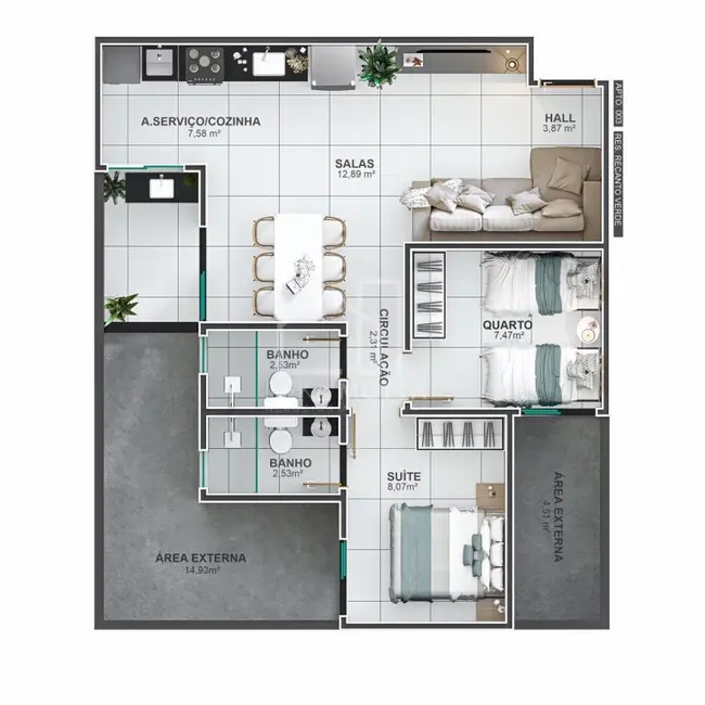 Apartamento com 2 quartos à venda, 82m2 em Novo Mundo, Uberlandia - MG - imagem 9 Foto 9 de Apartamento com 2 quartos à venda, 82m2 em Novo Mundo, Uberlandia - MG