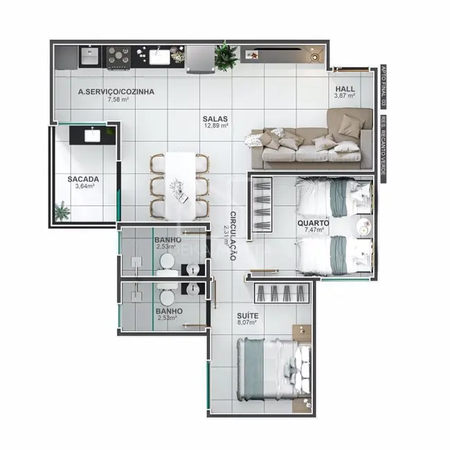 Apartamento com 2 quartos à venda, 82m2 em Novo Mundo, Uberlandia - MG - imagem 7 Foto 7 de Apartamento com 2 quartos à venda, 82m2 em Novo Mundo, Uberlandia - MG