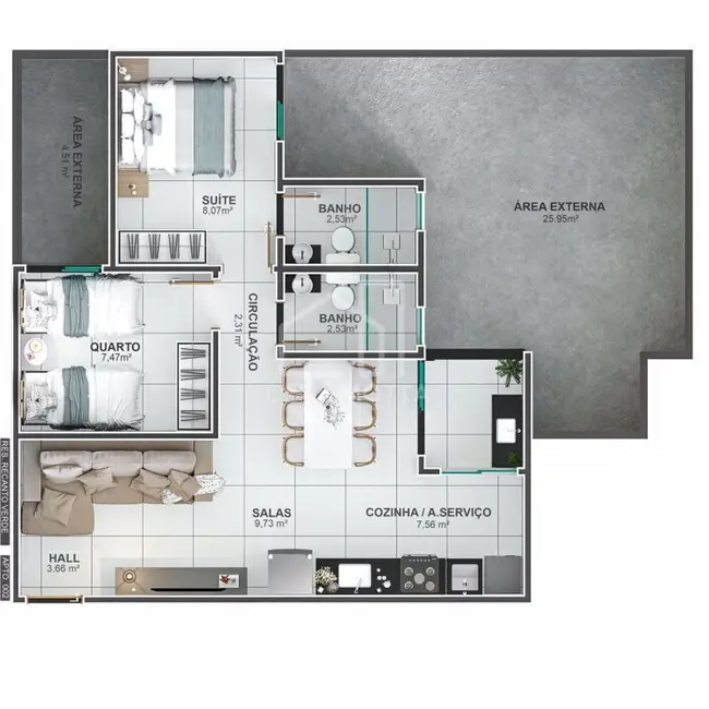 Apartamento com 2 quartos à venda, 82m2 em Novo Mundo, Uberlandia - MG - imagem 8 Foto 8 de Apartamento com 2 quartos à venda, 82m2 em Novo Mundo, Uberlandia - MG