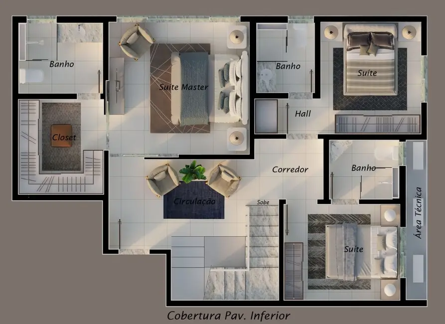 Apartamento com 4 quartos à venda, 206m2 em Tibery, Uberlandia - MG - imagem 3 Foto 3 de Apartamento com 4 quartos à venda, 206m2 em Tibery, Uberlandia - MG
