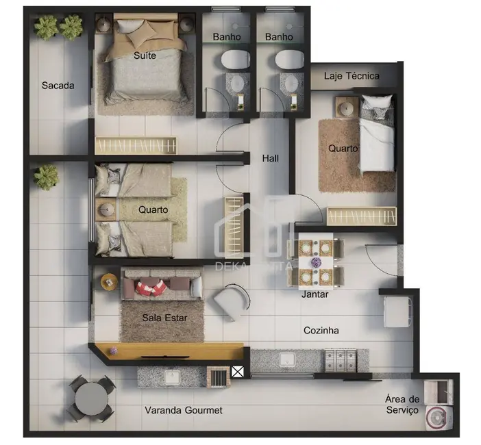 Apartamento com 3 quartos à venda, 83m2 em Santa Mônica, Uberlandia - MG - imagem 4 Foto 4 de Apartamento com 3 quartos à venda, 83m2 em Santa Mônica, Uberlandia - MG