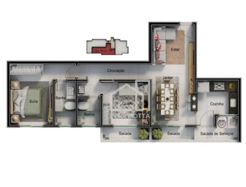 Foto 2 de Apartamento com 2 quartos à venda, 63m2 em Santa Mônica, Uberlandia - MG