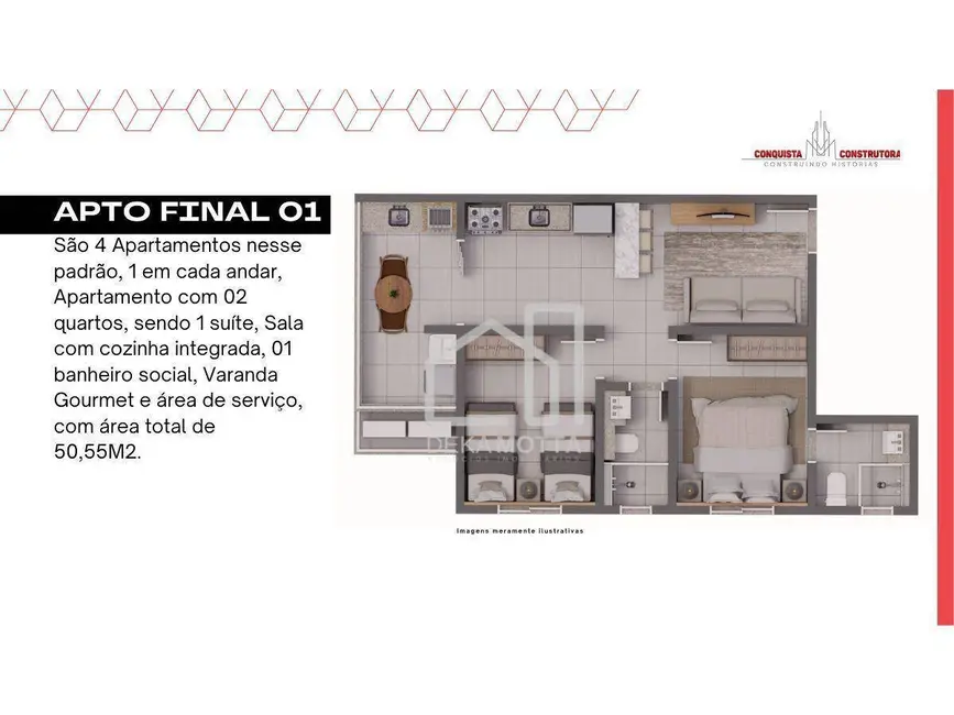 Apartamento com 2 quartos à venda, 51m2 em Tibery, Uberlandia - MG - imagem 2 Foto 2 de Apartamento com 2 quartos à venda, 51m2 em Tibery, Uberlandia - MG