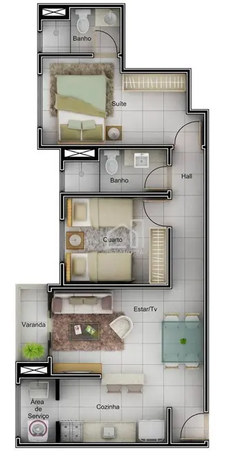 Foto 2 de Apartamento com 2 quartos à venda, 52m2 em Jardim Holanda, Uberlandia - MG