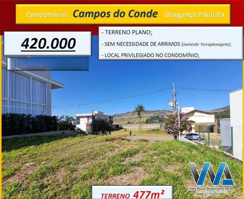 Foto 1 de Lote de Condomínio à venda, 477m2 em Condomínio Residencial Campos do Conde, Braganca Paulista - SP