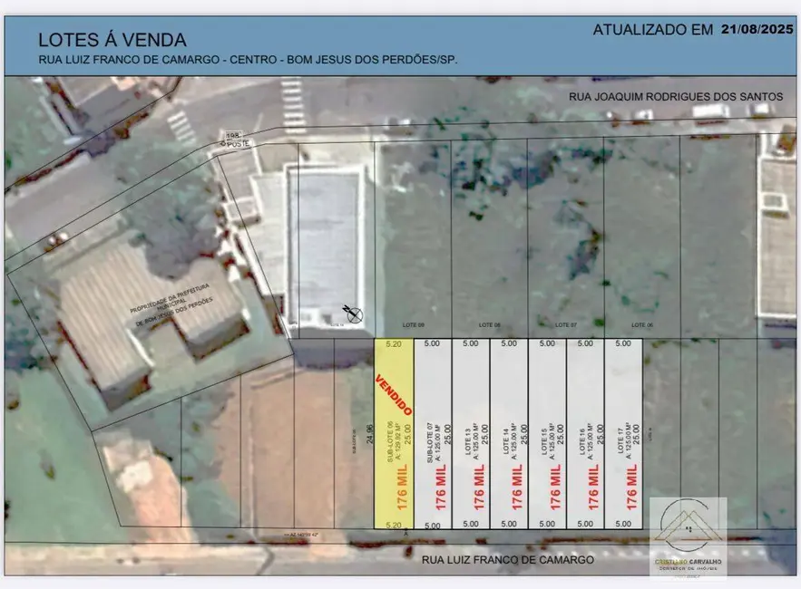 Foto 1 de Terreno / Lote à venda, 125m2 em Centro, Bom Jesus Dos Perdoes - SP