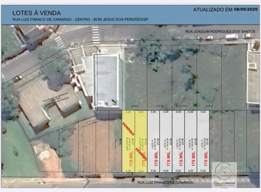 Foto 1 de Terreno / Lote à venda, 125m2 em Centro, Bom Jesus Dos Perdoes - SP