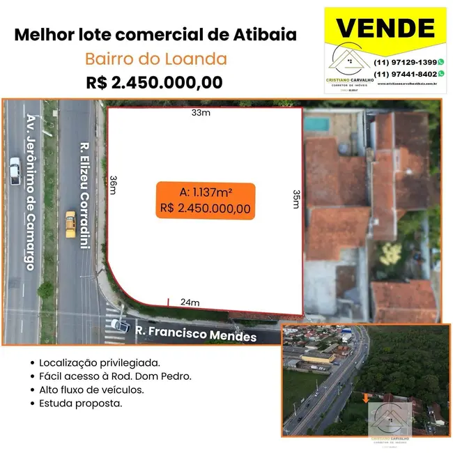 Foto 1 de Terreno / Lote à venda, 1137m2 em Loteamento Loanda, Atibaia - SP
