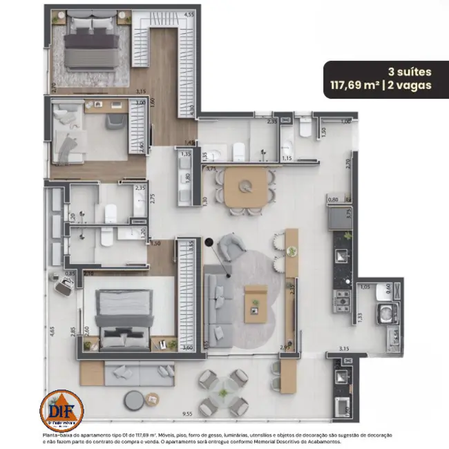 Foto 2 de Apartamento com 2 quartos à venda, 81m2 em Taubate - SP